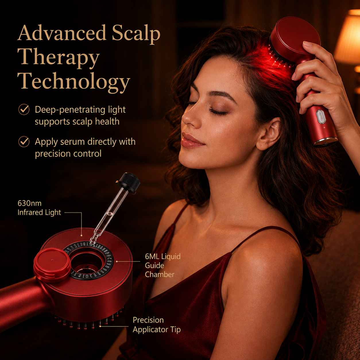 Red Light Therapy Scalp Massager Brush