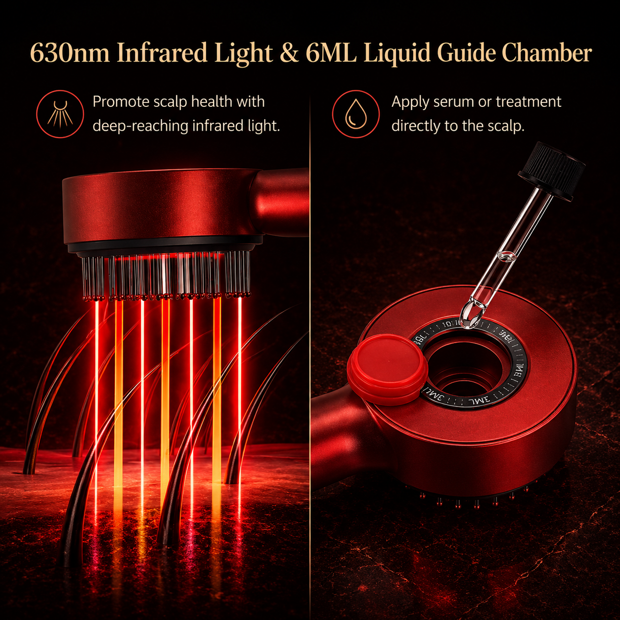 Red Light Therapy Scalp Massager Brush