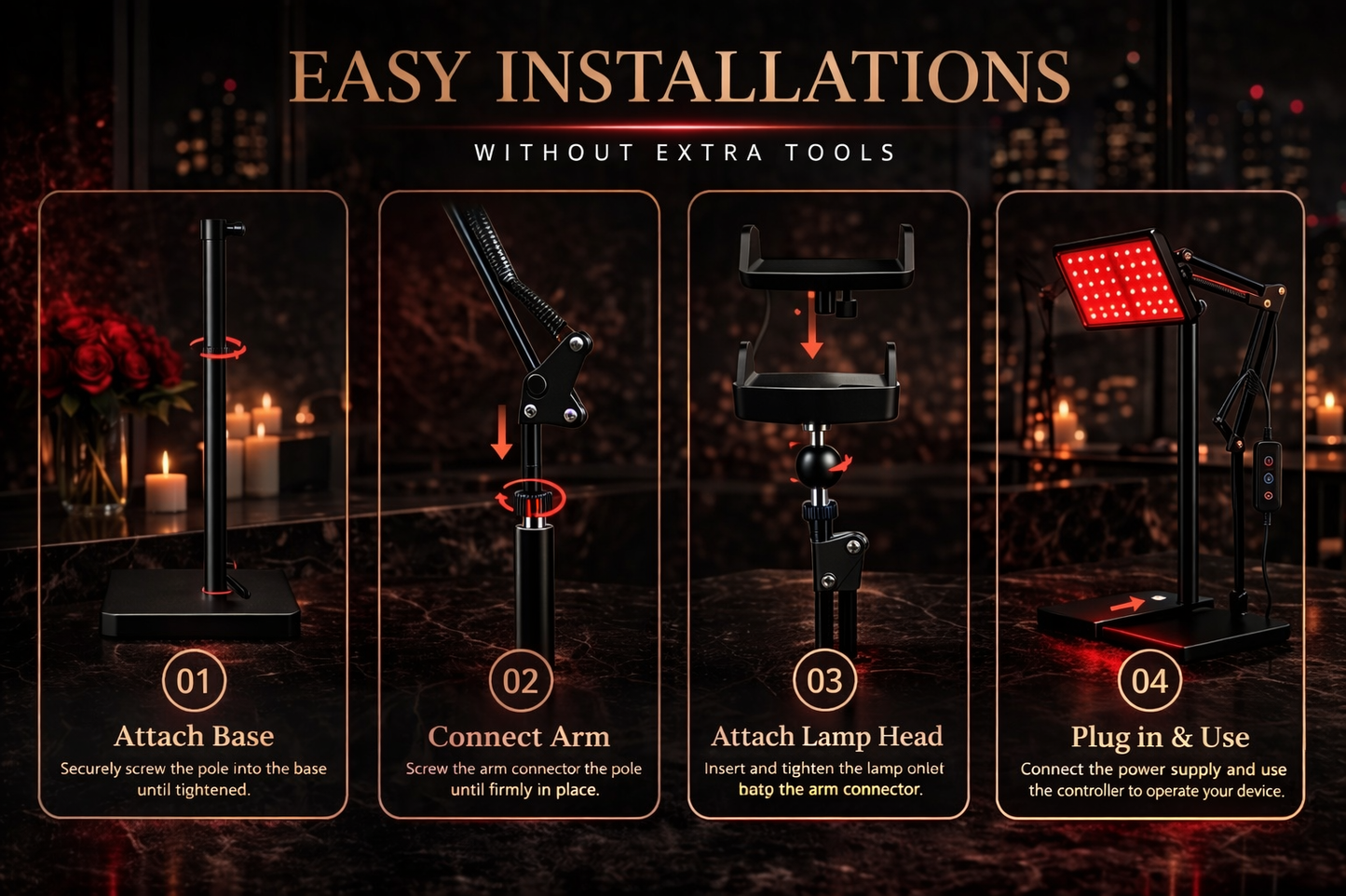 Red & Infrared Light Therapy Panel with Stand and Belt