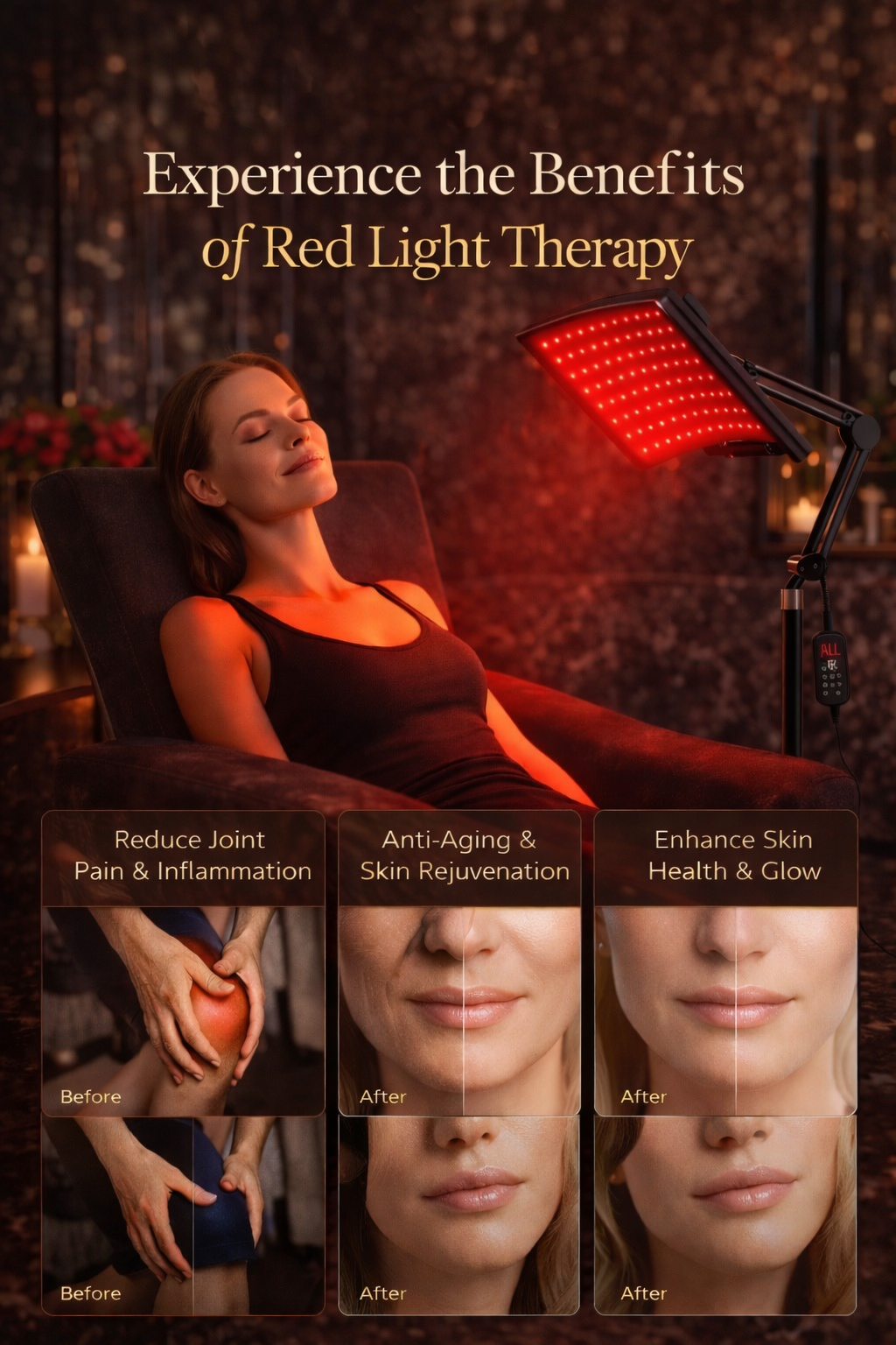 Red & Infrared Light Therapy Panel with Stand and Belt