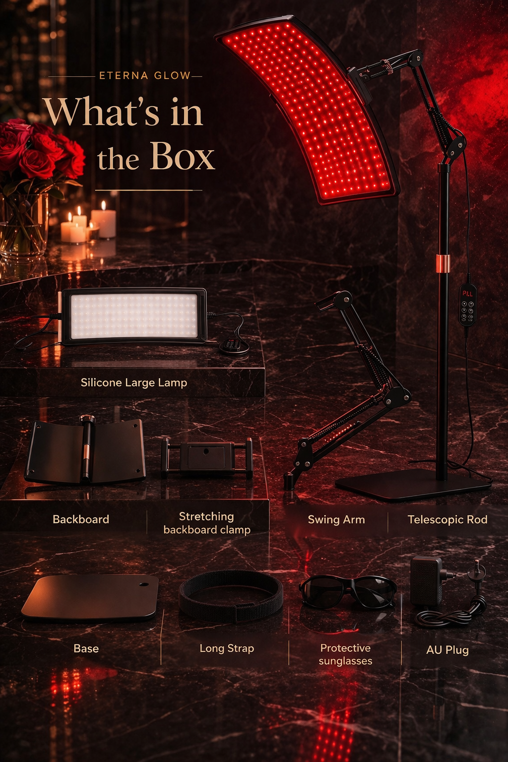 Red & Infrared Light Therapy Panel with Stand and Belt