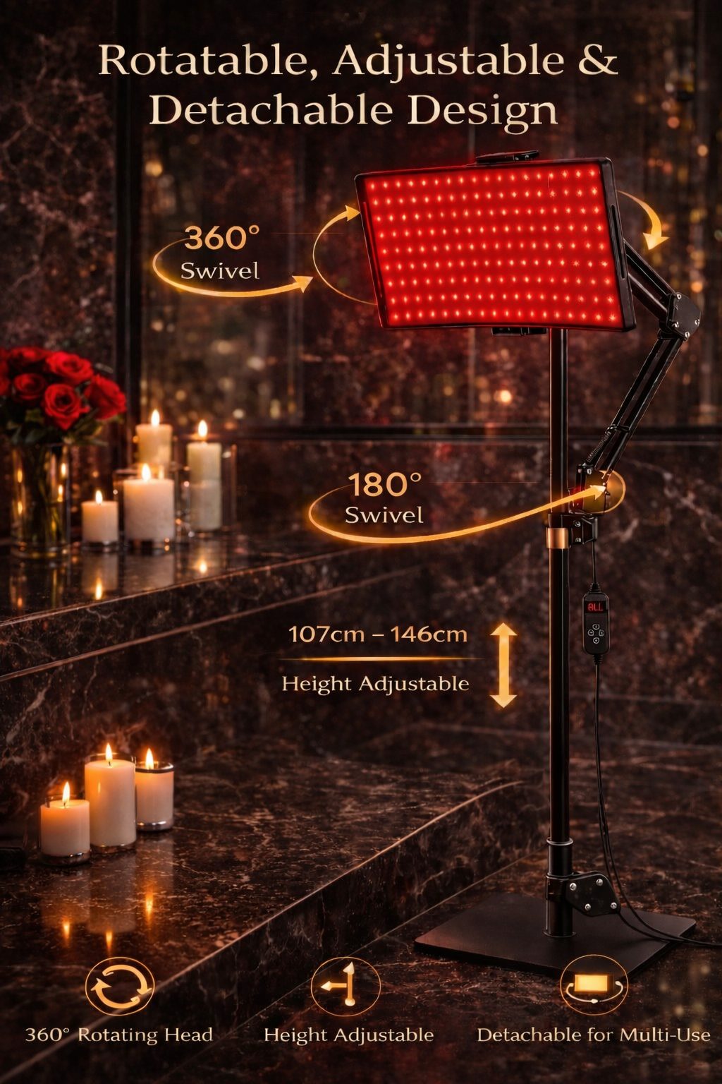Red & Infrared Light Therapy Panel with Stand and Belt