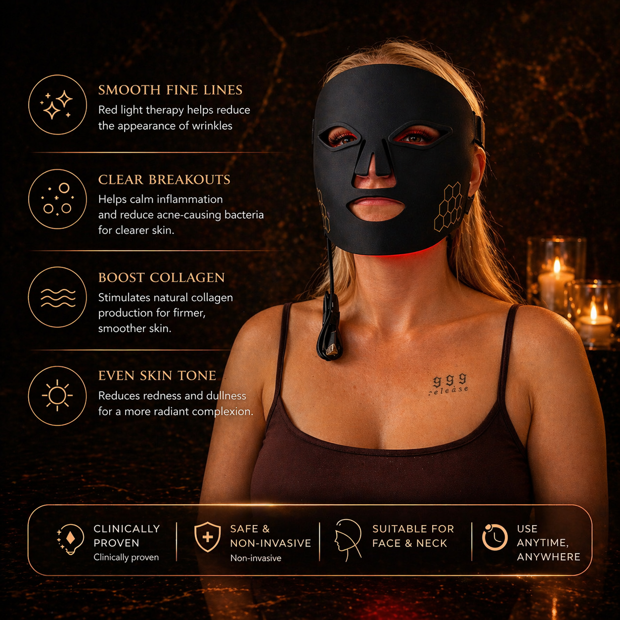 Hello Face LED Face & Neck Therapy Mask – Red, Blue & Infrared Light