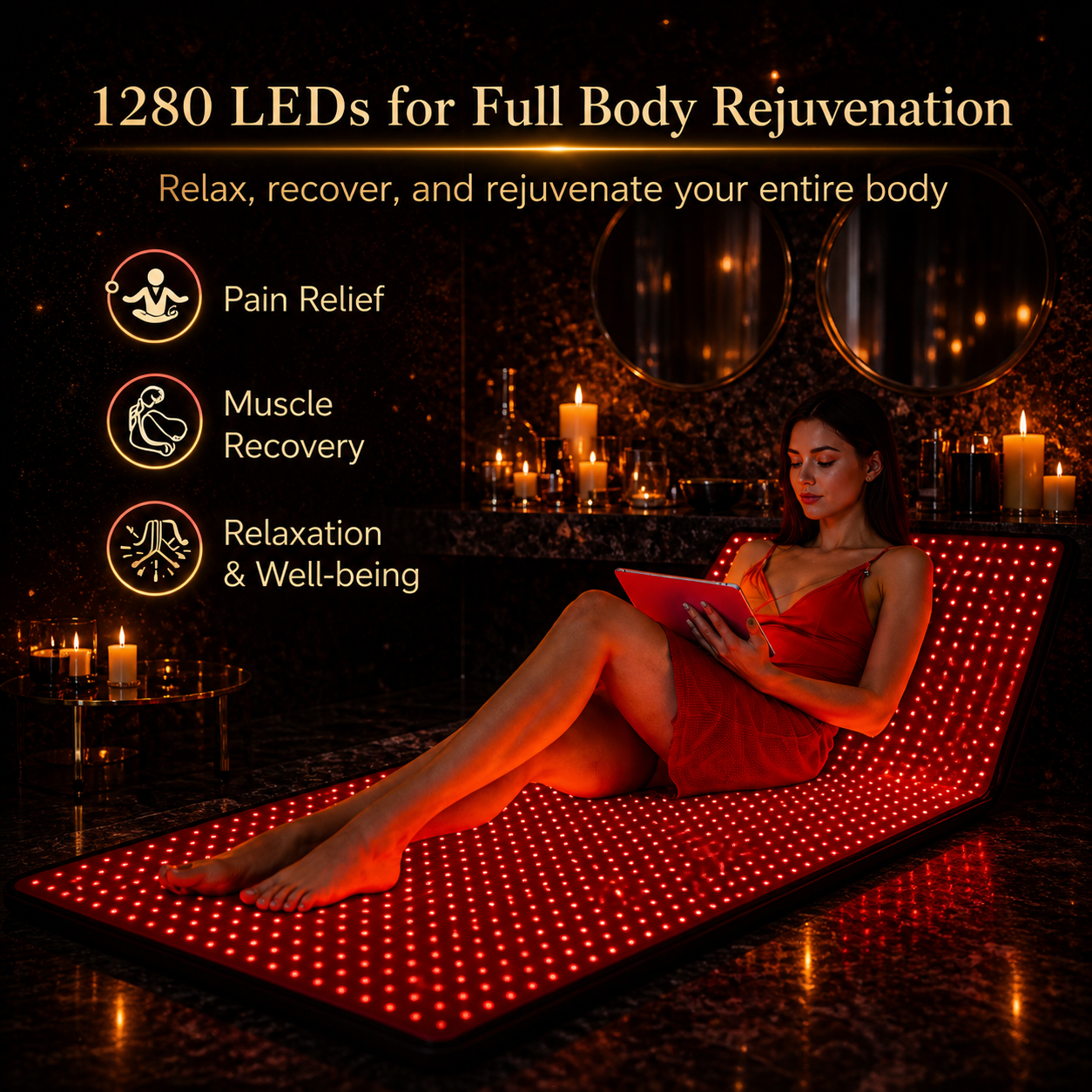 1280 LEDs Red & Infrared Light Therapy Mat – Full Body (1.8 m)
