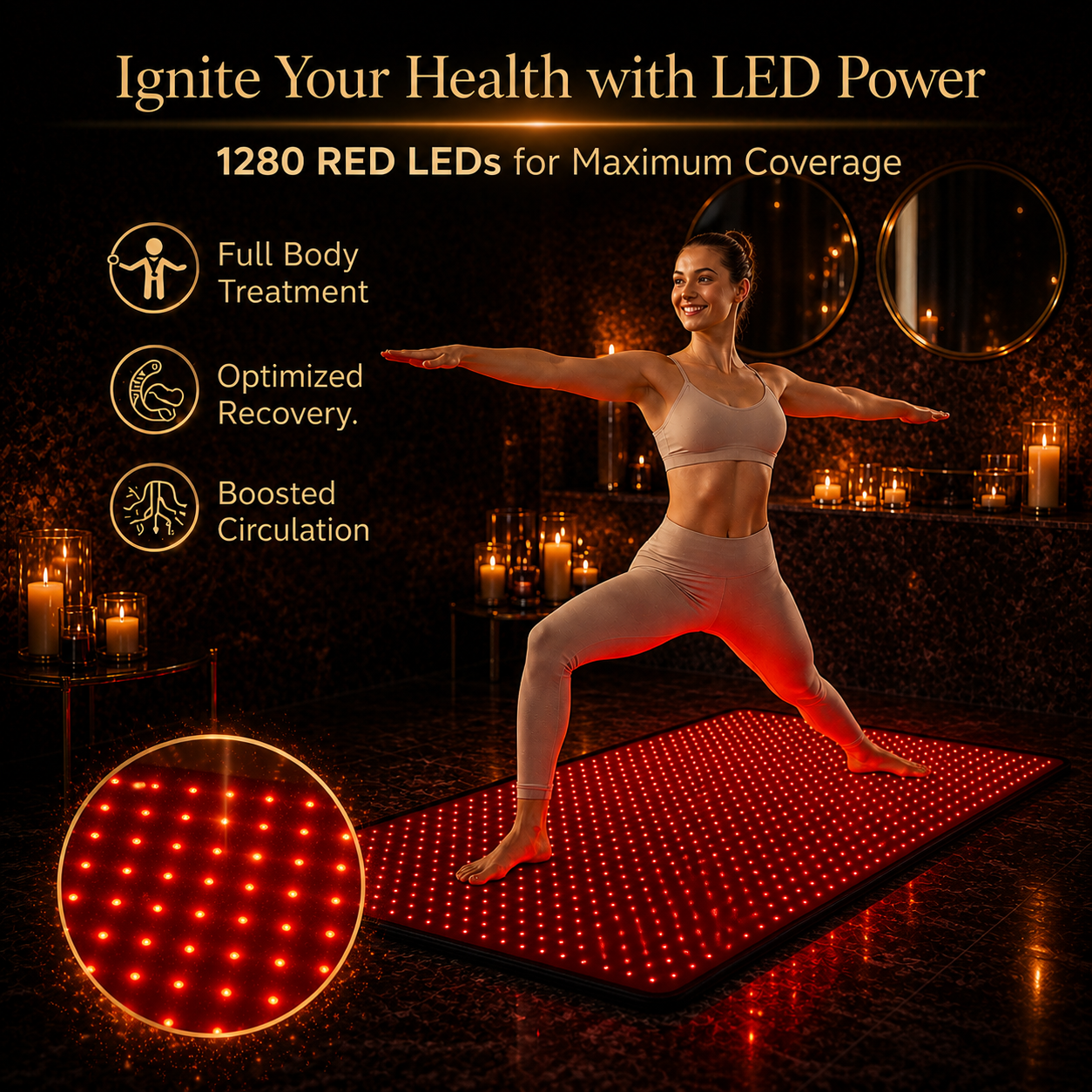 1280 LEDs Red & Infrared Light Therapy Mat – Full Body (1.8 m)