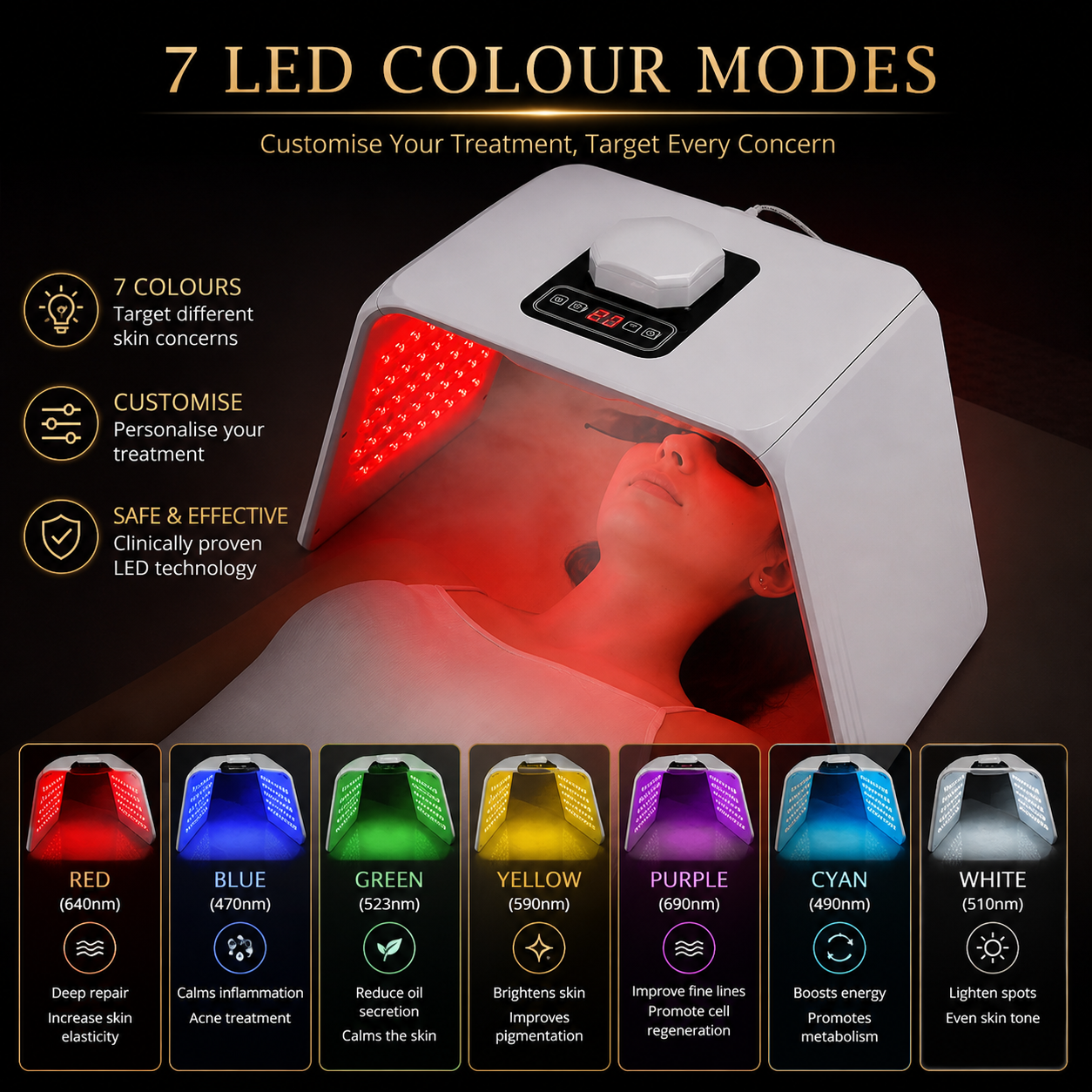 7 Colour LED Photon Therapy Machine with Nano Mister