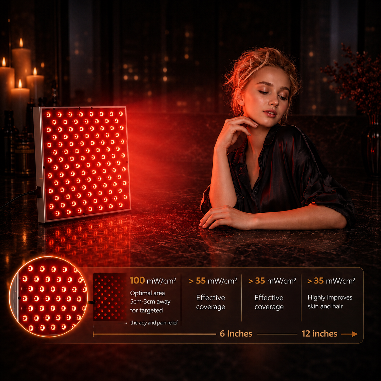 LED Red Light + Infrared Beauty Panel