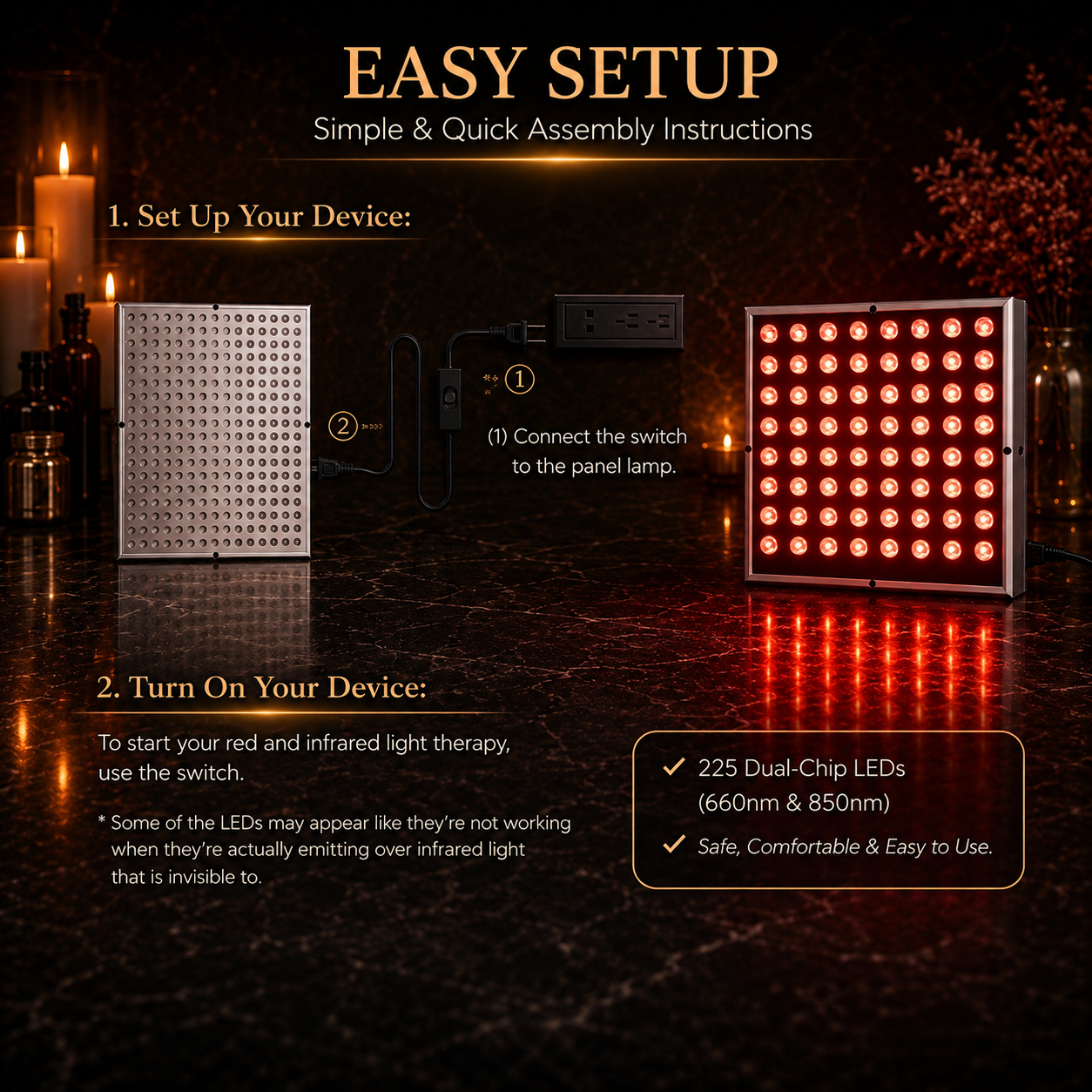 LED Red Light + Infrared Beauty Panel