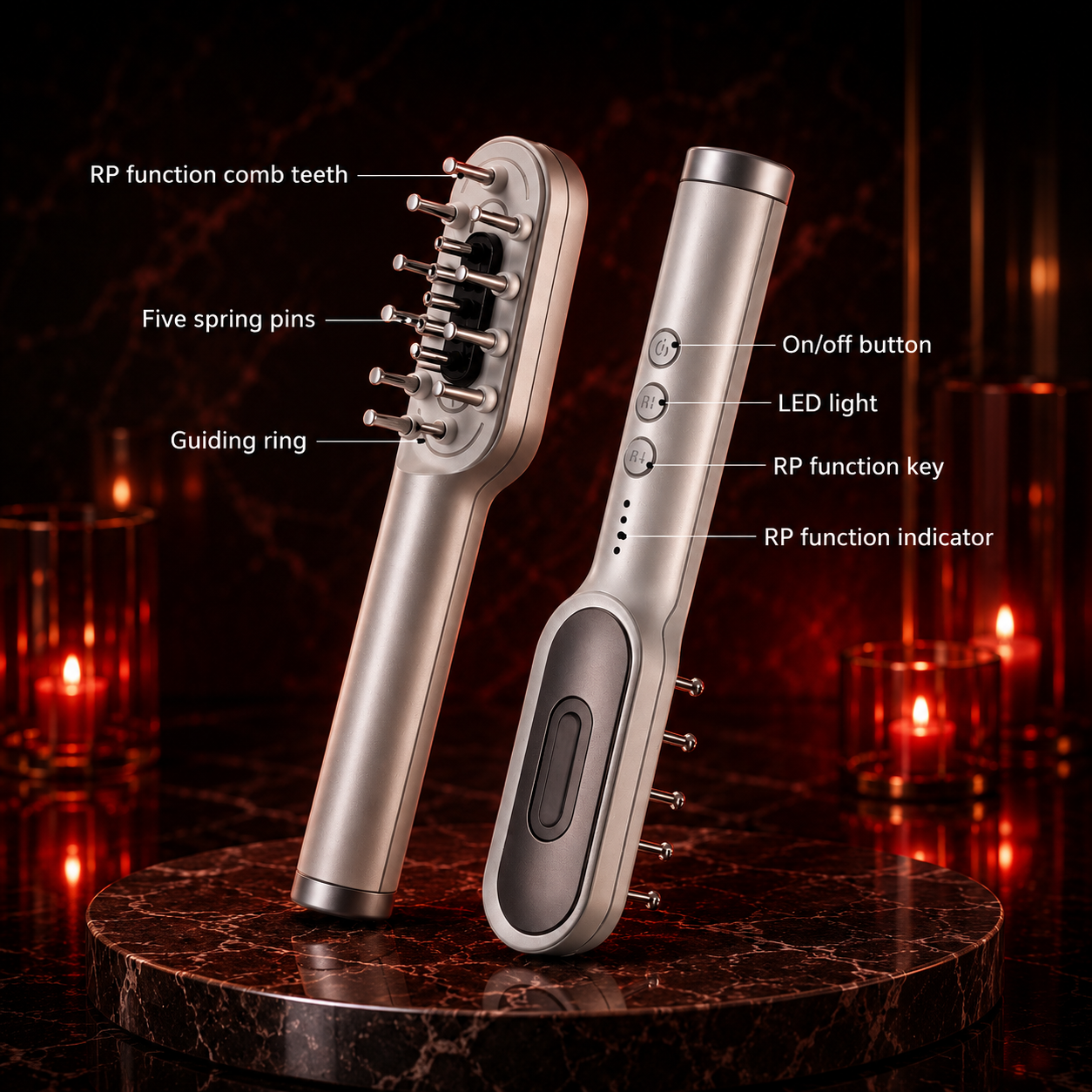 KSKIN LED Red Light Therapy Electric Massage Comb