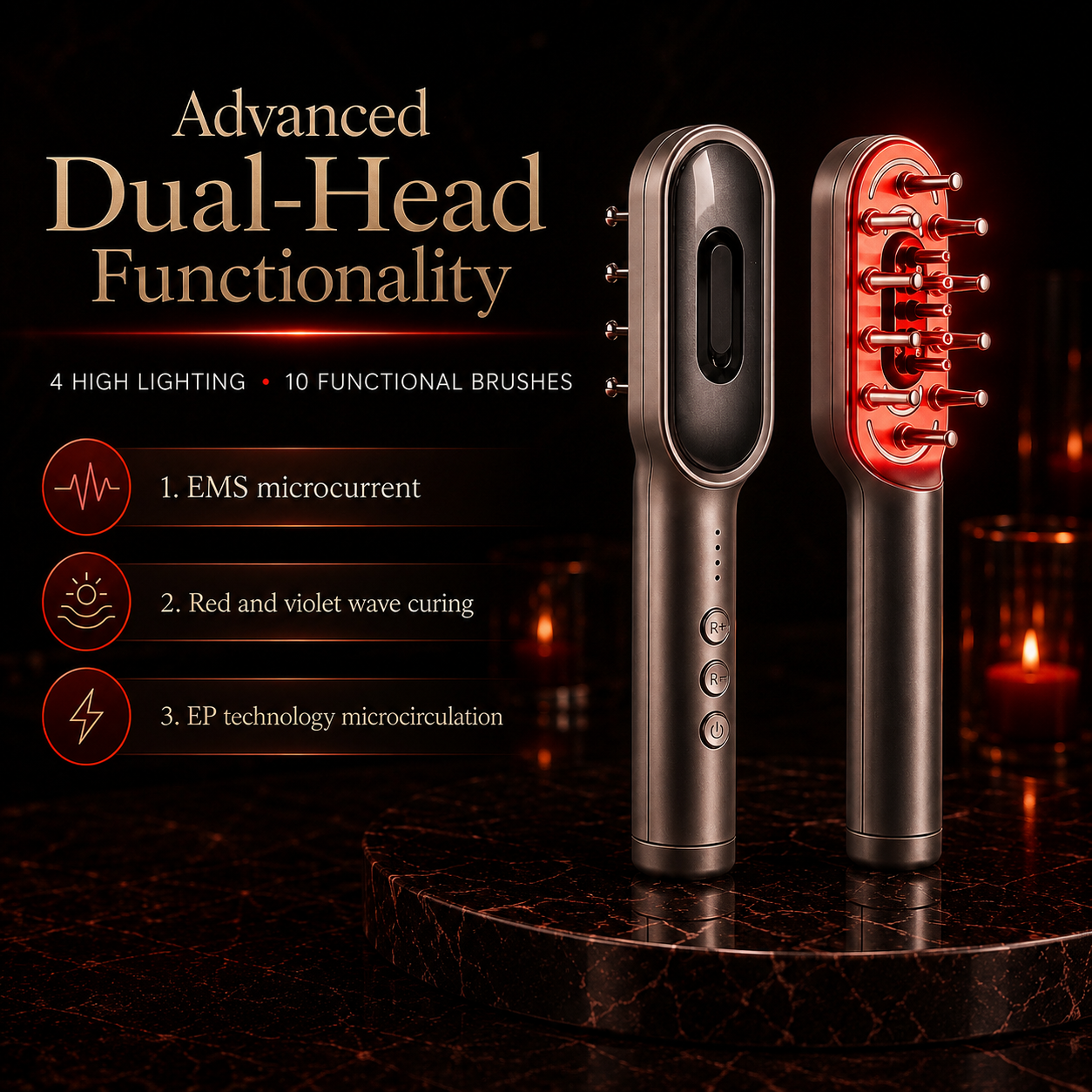 KSKIN LED Red Light Therapy Electric Massage Comb