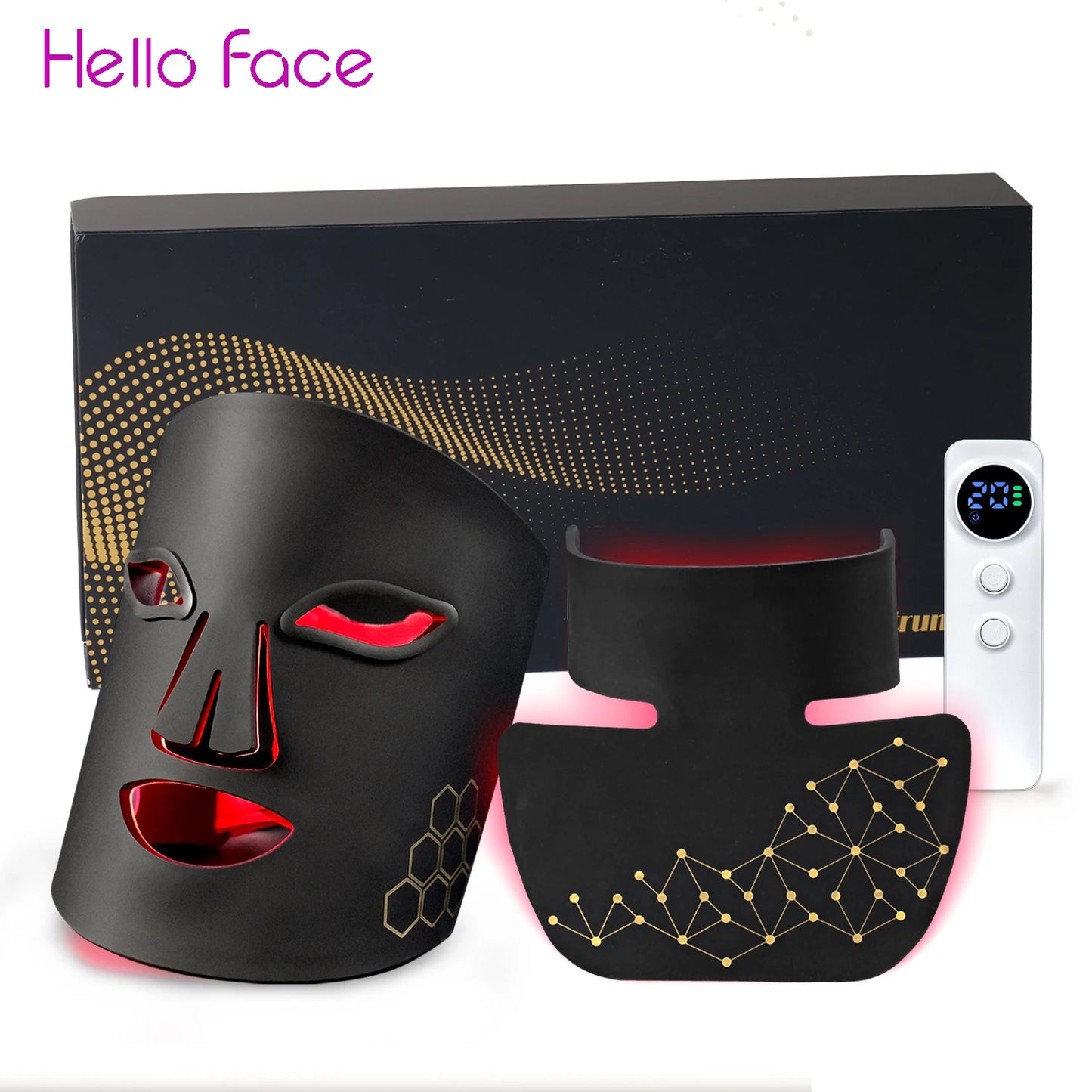 Hello Face LED Face & Neck Therapy Mask – Red, Blue & Infrared Light