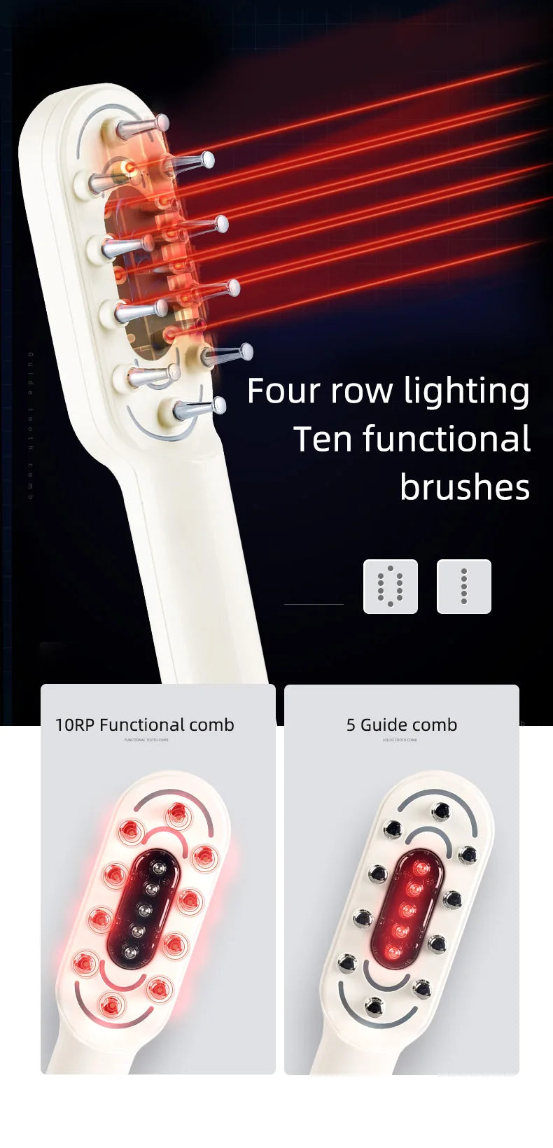 KSKIN LED Red Light Therapy Electric Massage Comb